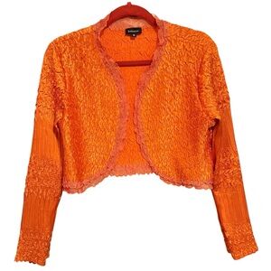 Komarov Orange Textured Cropped Bolero Top